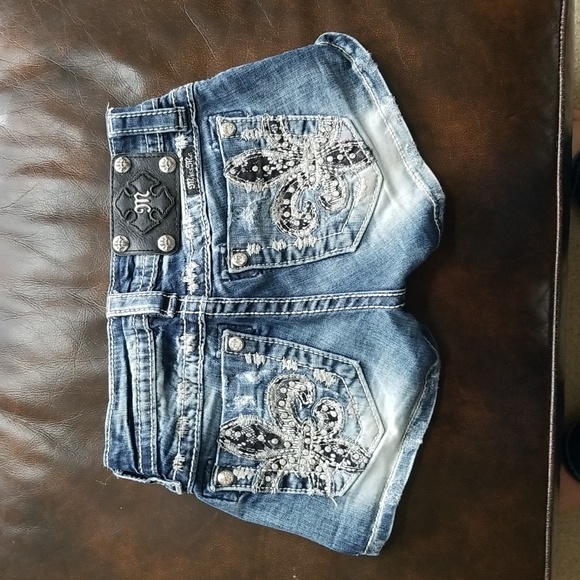Miss Me Pants - Miss Me Embellished Distressed Denim Shorts
